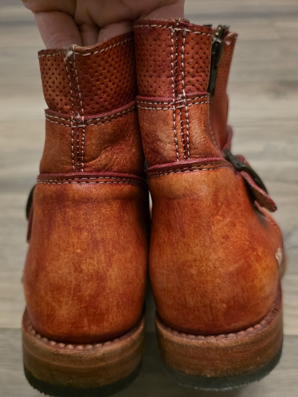 Boots Ankle Bed|Stü BECCA Artisan Leather Ankle Boots – Rare Scarlet/Red Patina - Picture 4 of 9